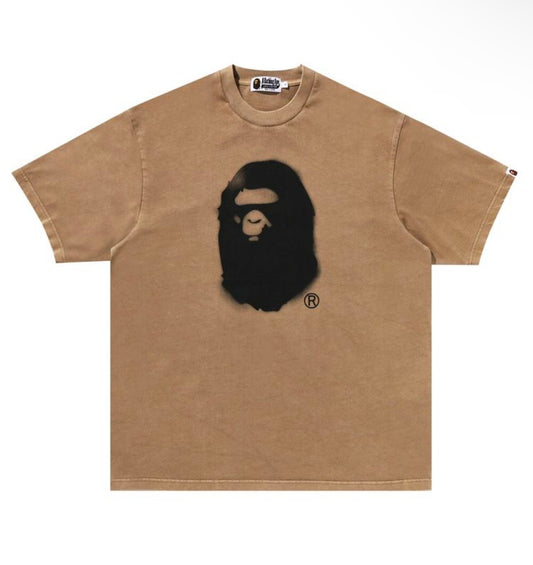 2024 Bape Spray Ape Head Garment Dyed Relaxed Fit Tee ‘Beige’